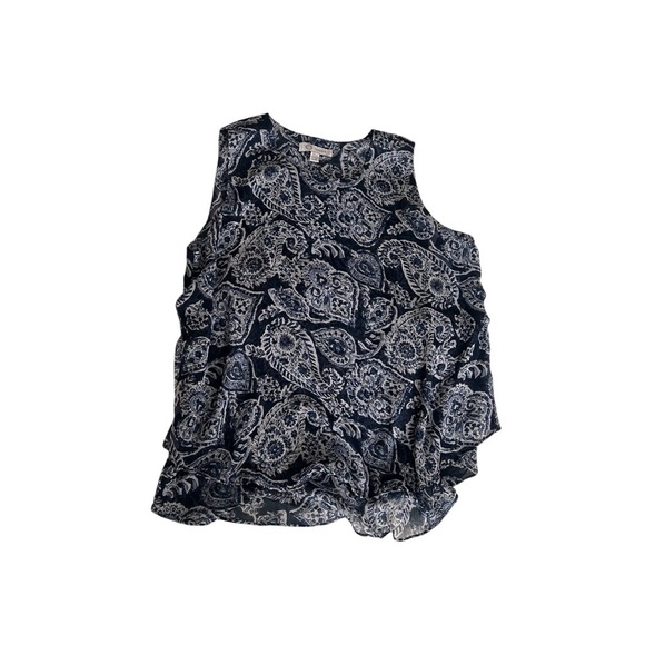 cristina b Tops - Elegant Navy Paisley Blouse